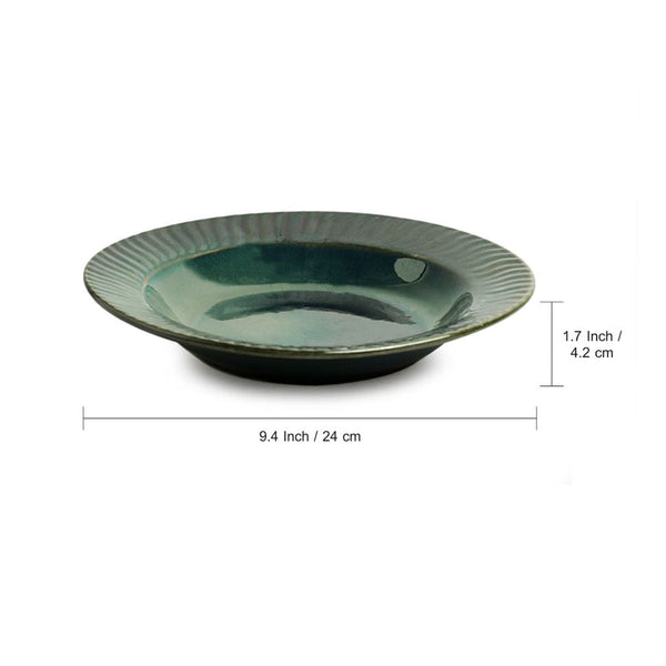Ceramic Pasta Plate | Studio Pottery | Mineral Green | 9 inches