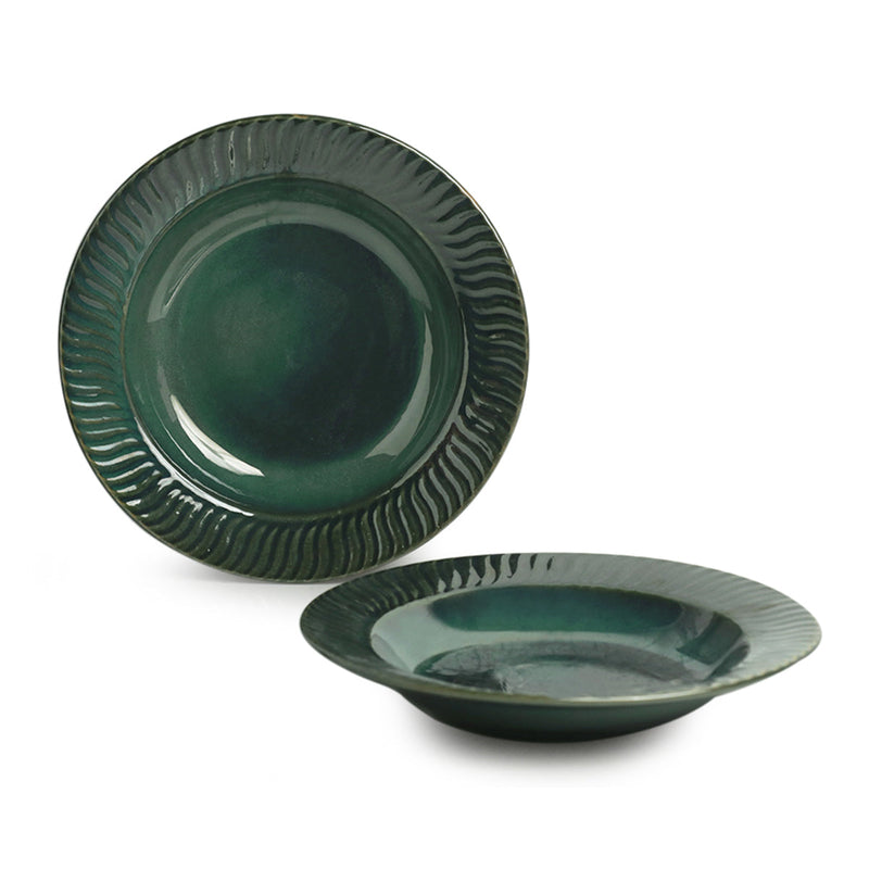 Ceramic Pasta Plate | Studio Pottery | Mineral Green | Set of 2