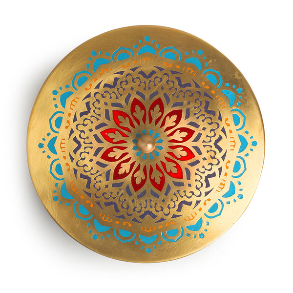 Brass Masala Box | 7 Containers | Moroccan Design | Golden | 20 cm