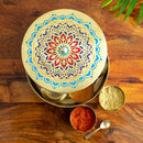 Brass Masala Box | 7 Containers | Moroccan Design | Golden | 20 cm