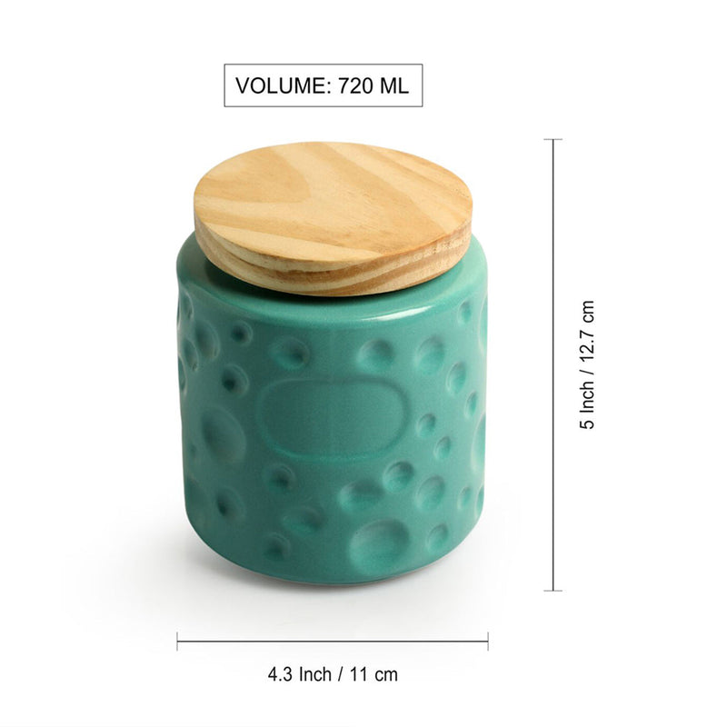 Ceramic Jar with Lid | Barni Style | Green & Brown | 11 cm