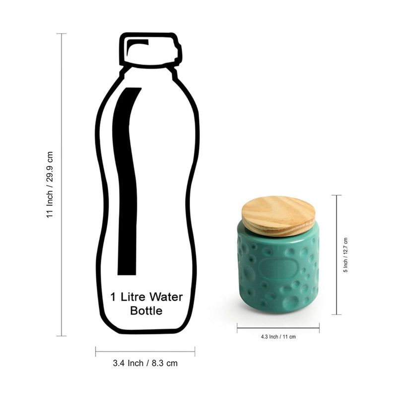 Ceramic Jar with Lid | Barni Style | Green & Brown | 11 cm