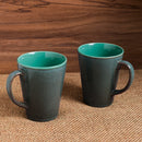 Ceramic Coffee Mug | Teal Blue & Stone Blue | 320 ml | Set of 2