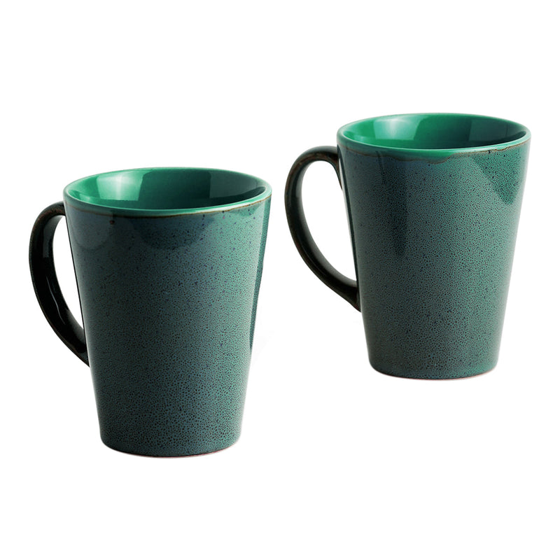 Ceramic Coffee Mug | Teal Blue & Stone Blue | 320 ml | Set of 2