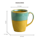 Ceramic Coffee Mug | Sand Yellow & Teal Blue | 330 ml | Set of 2