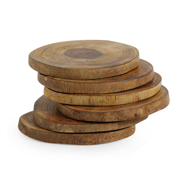 Wooden Tea Coasters | Light Brown | Set of 6