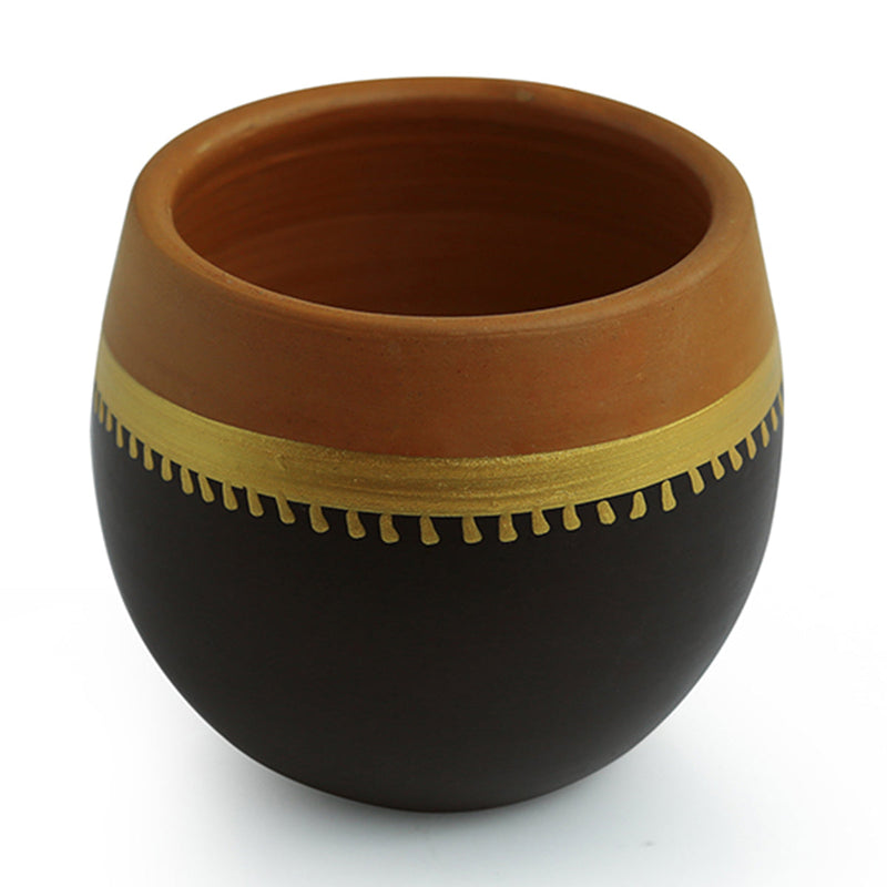 Terracotta Kulhad Cups | Jet Black & Earthen Brown | 165 ml | Set of 4