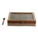 Wooden Masala Box with Spoon | Brown | 26 cm