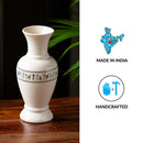 Ceramic Vase | Warli Art Design | Ivory White & Black | 10 inches