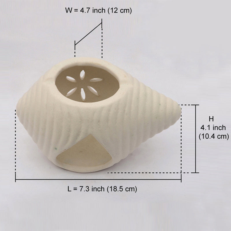 Ceramic Aromatherapy Diffuser | Oil Burner | White | 18 cm