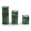 Wooden Tea Light Holder | Block Shape | Teal Blue | Set of 3