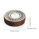 Wooden Tea Light Holder | with T-Lights | Sparkling Mandala Design | Brown & White | Set of 2