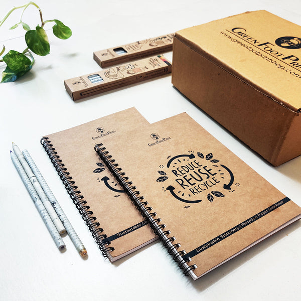 Stationery Kit | Recycled Paper Notebook | Seed Pencils | Set of 17