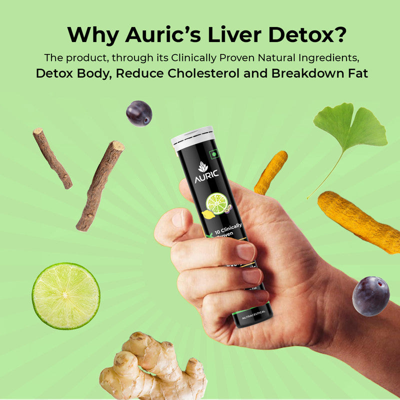 Auric Liver Detox | Reduces Cholesterol & Detoxifies Body | 20 Tablets | Pack of 3