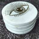 Marble Round Coaster | Evil Eye | White | Set of 4