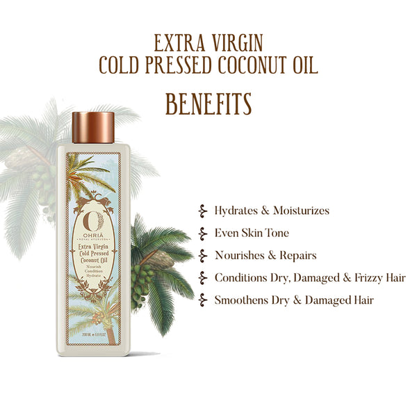 Ohria Ayurveda Virgin Coconut Oil | Cold Pressed | Reduces Pigmentation | 200 ml