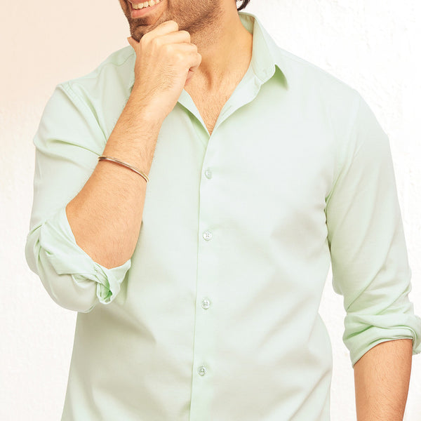 Cotton Shirt for Men | Full Sleeves | Mint Green