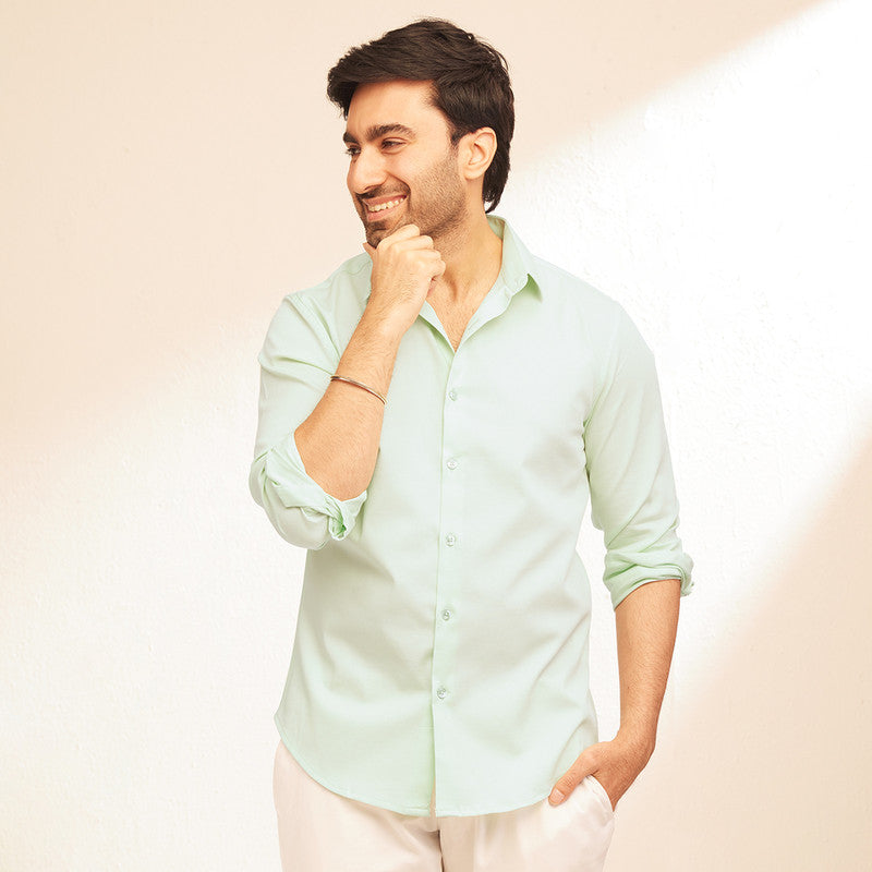 Cotton Shirt for Men | Full Sleeves | Mint Green