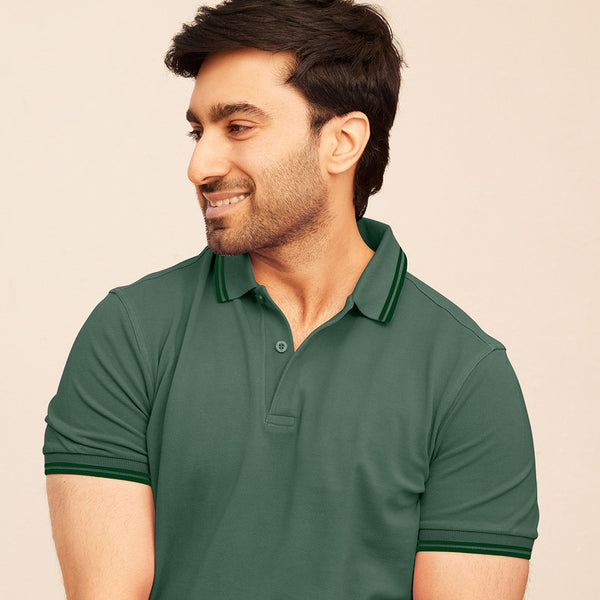 Cotton Polo T-Shirt for Men | Teal | Half Sleeves