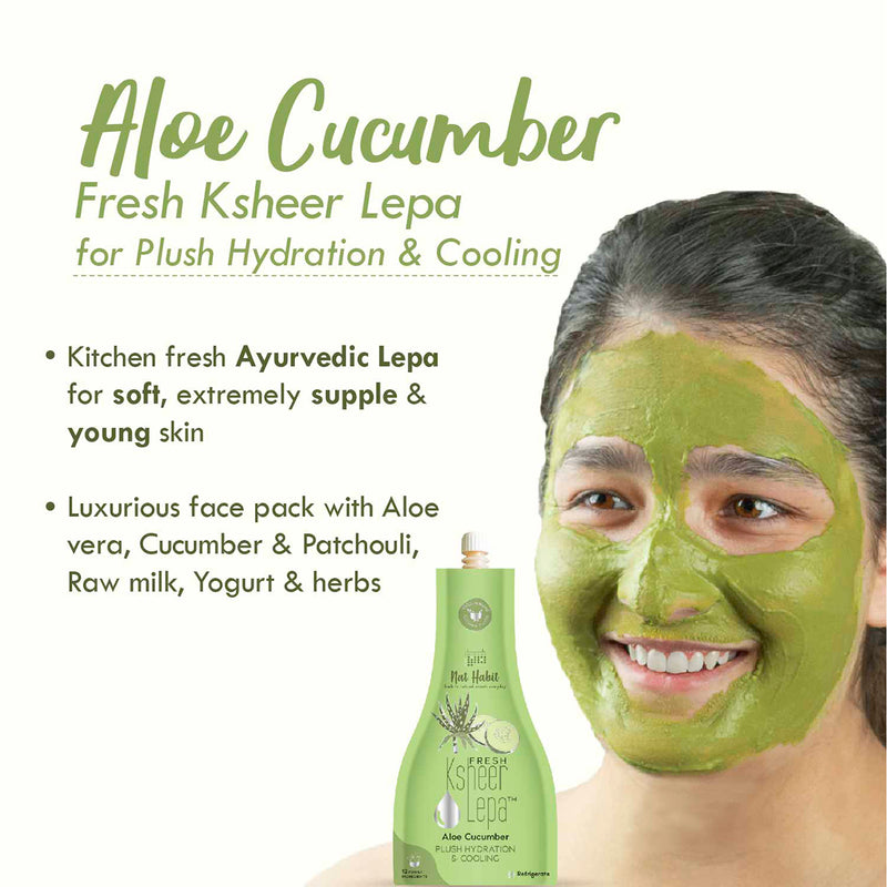 Nat Habit Fresh Aloe Cucumber Lepa | Ayurvedic Face Pack Mask | Heals itchiness & Burning Skin | 40 g | Pack of 2