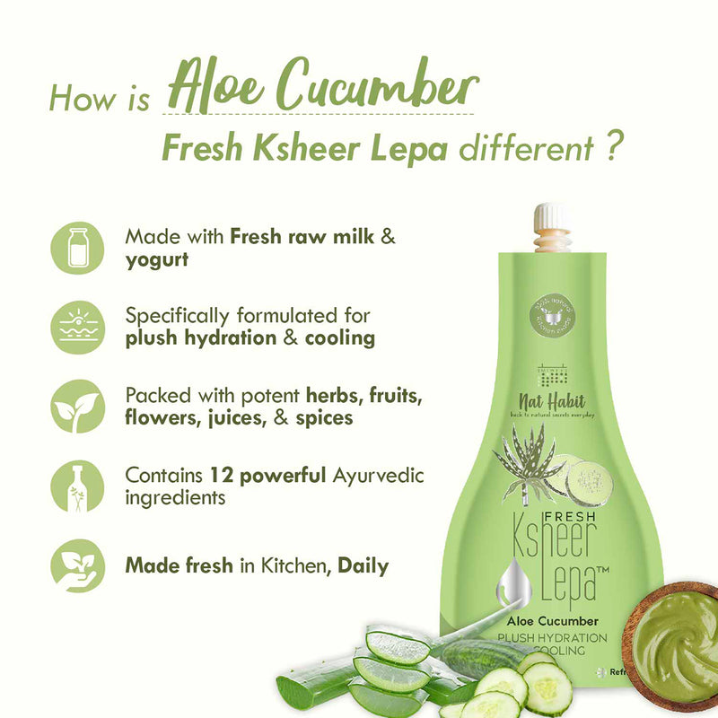Nat Habit Fresh Aloe Cucumber Lepa | Ayurvedic Face Pack Mask | Heals itchiness & Burning Skin | 40 g | Pack of 2