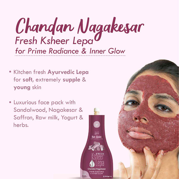 Nat Habit Fresh Chandan Nagakesar Lepa | Ayurvedic Face Pack Mask | Prime Radiance & Inner Glow | 40 g | Pack of 2