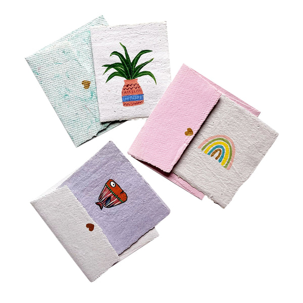 Handmade Paper Note Card | Here'S A Hug | Multicolour | Set of 3