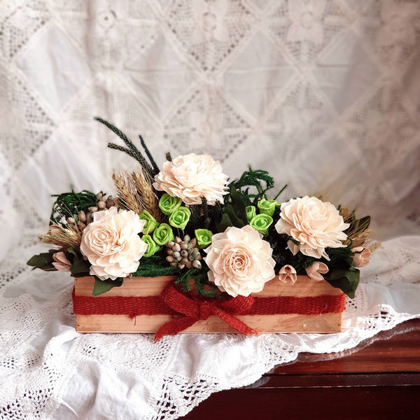 Elegant Organic Dried Flowers | White & Green | 30 cm