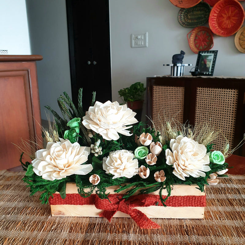 Elegant Organic Dried Flowers | White & Green | 30 cm