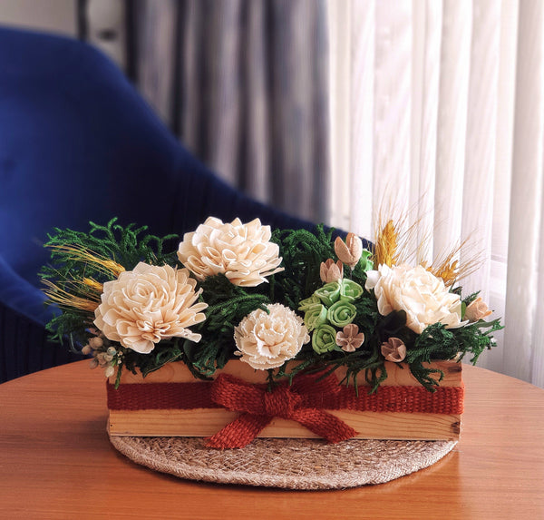 Elegant Organic Dried Flowers | White & Green | 30 cm