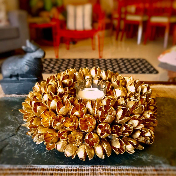 Gold Candle Holder/ Votive Holder | Diya Holder | Golden