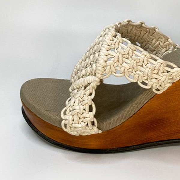 Wedges Heels | Macrame & Recycled Tyres Heels | White