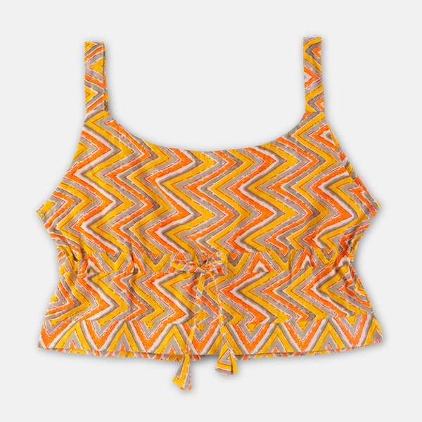 Cotton Lehenga Set for Girls | Zig-Zag Design | Apricot Yellow