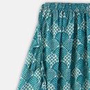 Cotton Girls Crop Top Lehenga Set | Leafy Design | Mosaic Blue