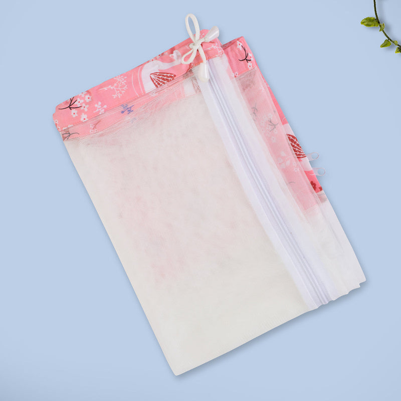 Organic Muslin Baby Hammock & Mosquito Net | Swan Design | Pink