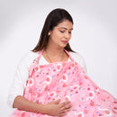 Organic Poplin Nursing Cover | Breast Feeding Apron | Swan Design | Pink