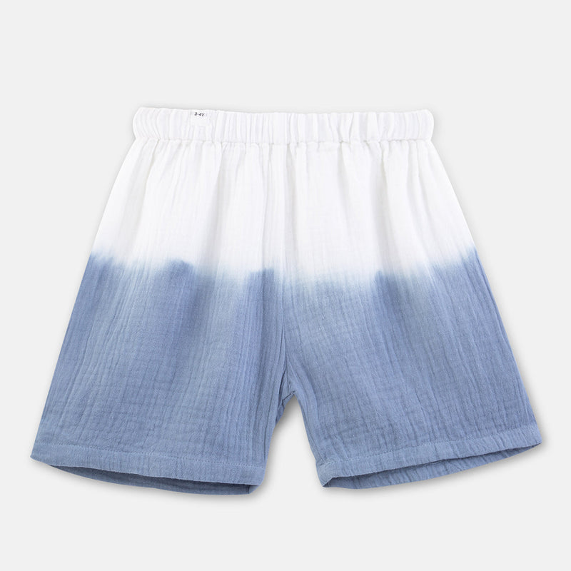 Organic Muslin Kids Shirt & Shorts Set | Tye-Dye Design | Denim