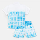 Organic Muslin Boys Shorts Set | Tye-Dye Design | White