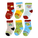 Cotton Socks for Kids | Anti-Skid | Multicolour | Set of 6