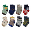 Cotton Socks for Girls & Boys | Anti-Skid | Multicolour | Set of 8