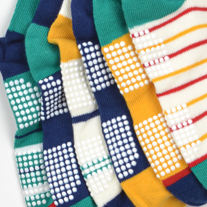 Cotton Socks for Boys & Girls | Anti-Skid | Multicolour | Set of 3