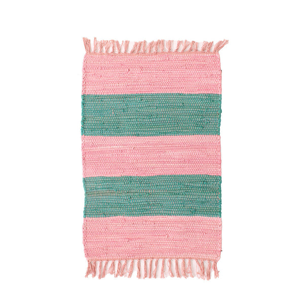 Cotton Rug | Recycled Chindi Rug | Pink & Green