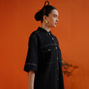 Shirt Dress For Women | Handwoven Cotton | Black