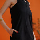 Handwoven Sleeveless Jumpsuit For Women | Striped | Black