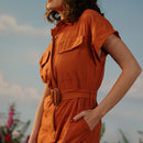 Handwoven Cotton Jumpsuit For Women | Brown