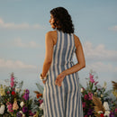 Handwoven Sleeveless Jumpsuit For Women | Striped | Blue & White