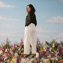 Handwoven Cotton Pleated Trousers For Women | White