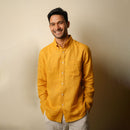 Linen Shirt for Men | Full Sleeves | Sunset Mustard