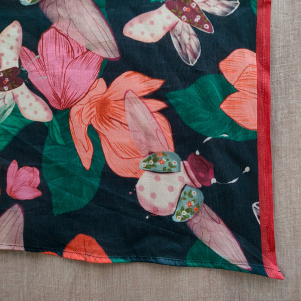 Pure Cotton Saree | Printed | Multicolour | Bees & Butterflies