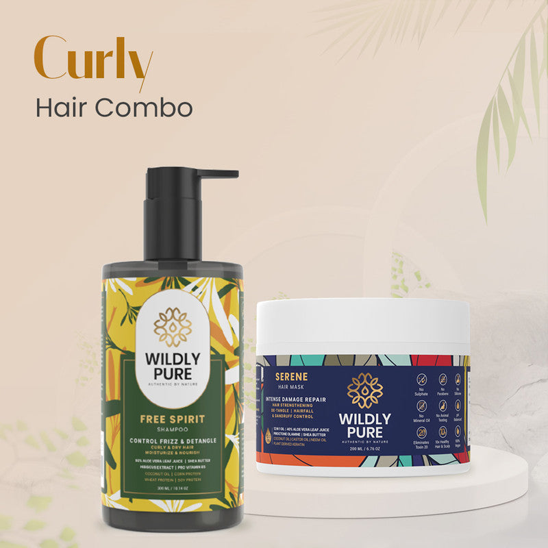 Free Spirit Shampoo and Serene Hair Mask Combo |Curly & Dry Hair | Set of 2